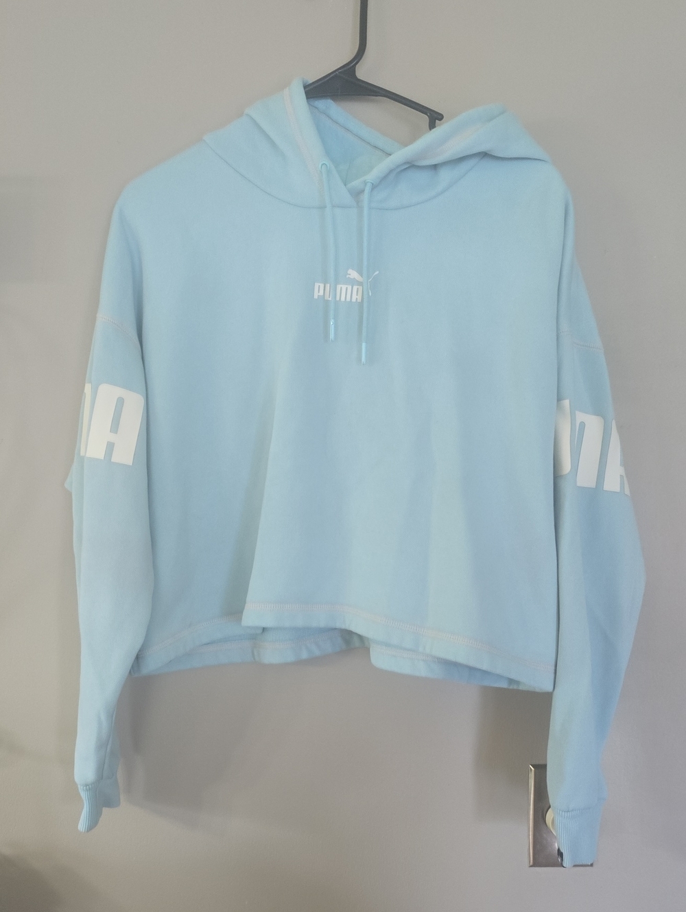 Puma Pastel Blue Cropped Hoodie Sweatshirt